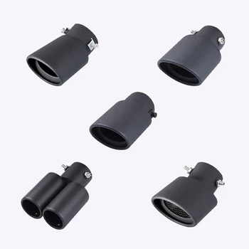 High Quality Black Carbon Single tube frosted curved design outlet exhaust tip Auto end pipe muffler