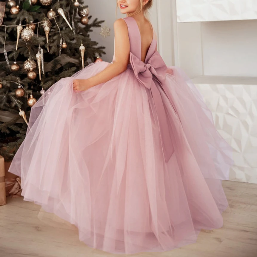 Young Girls Wedding Dresses Elegant Long Length Bridesmaid Formal Casual  Occasion Wedding Party for Bride Short Sleeve