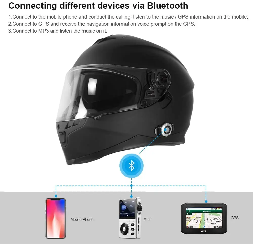 Freedconn Bm22 Full Face Motorcycle Helmet Wireless 1000m 6 Riders