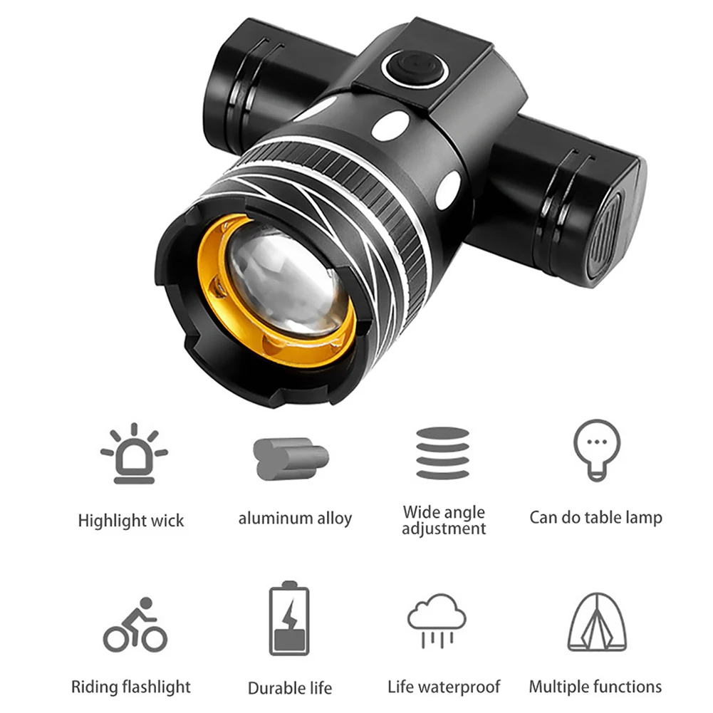 5000mAh Bicycle Led Light Front Zoom 800 Lumen T6 LED Bike Headlight USB Charge Flashlight Waterproof Lights For Bicycle factory