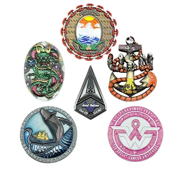 Manufacturer Custom Design Logo Commemorative 3D US Coin Souvenir 3D UV Print Zinc Alloy Die Cast Metal Challenge Coin Custom