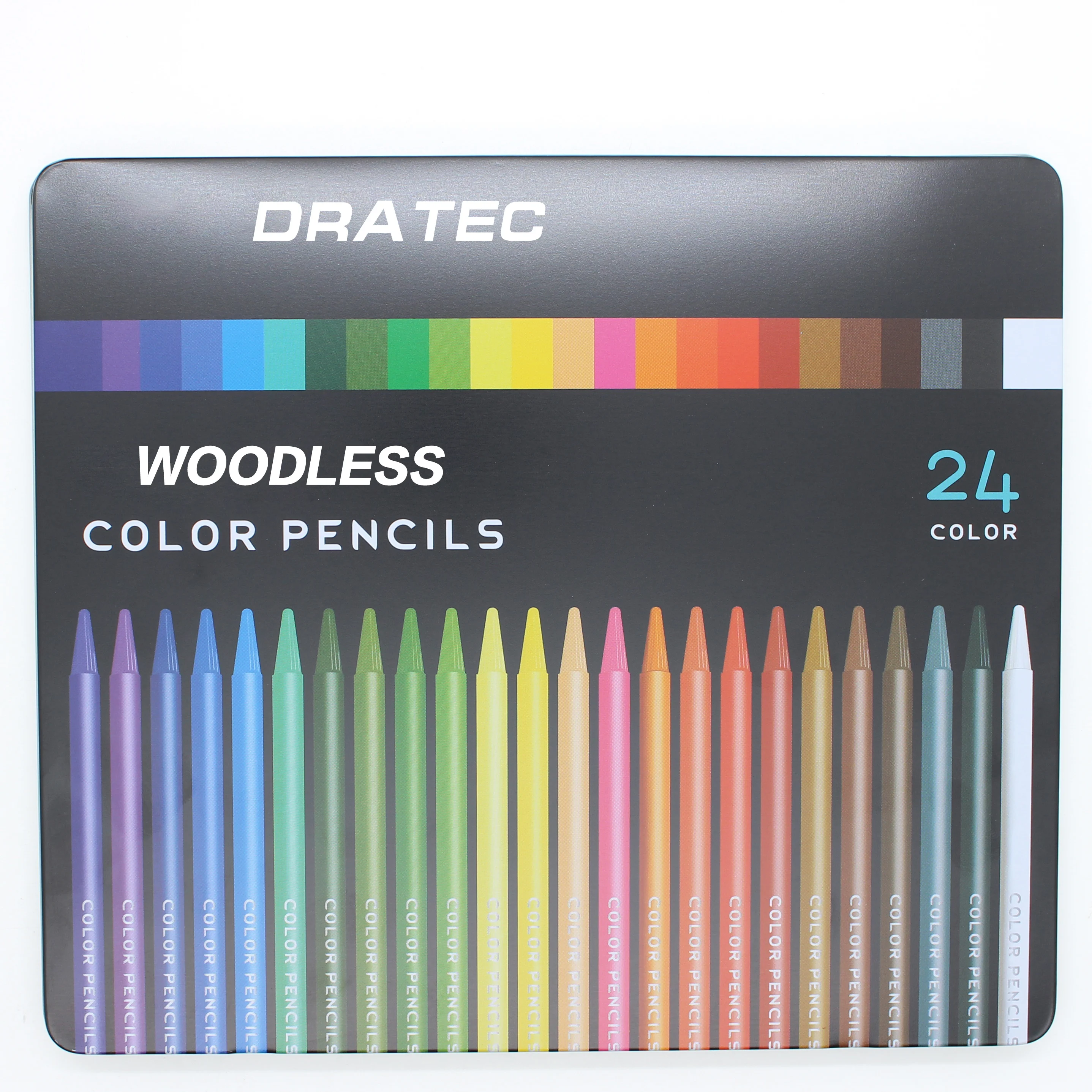 NON TOXIC NEW STYLE WOODLESS COLOR PENCILS in TIN BOX HIGH QUALITY