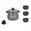 Juego de té gris titanio + 3 tazas de té