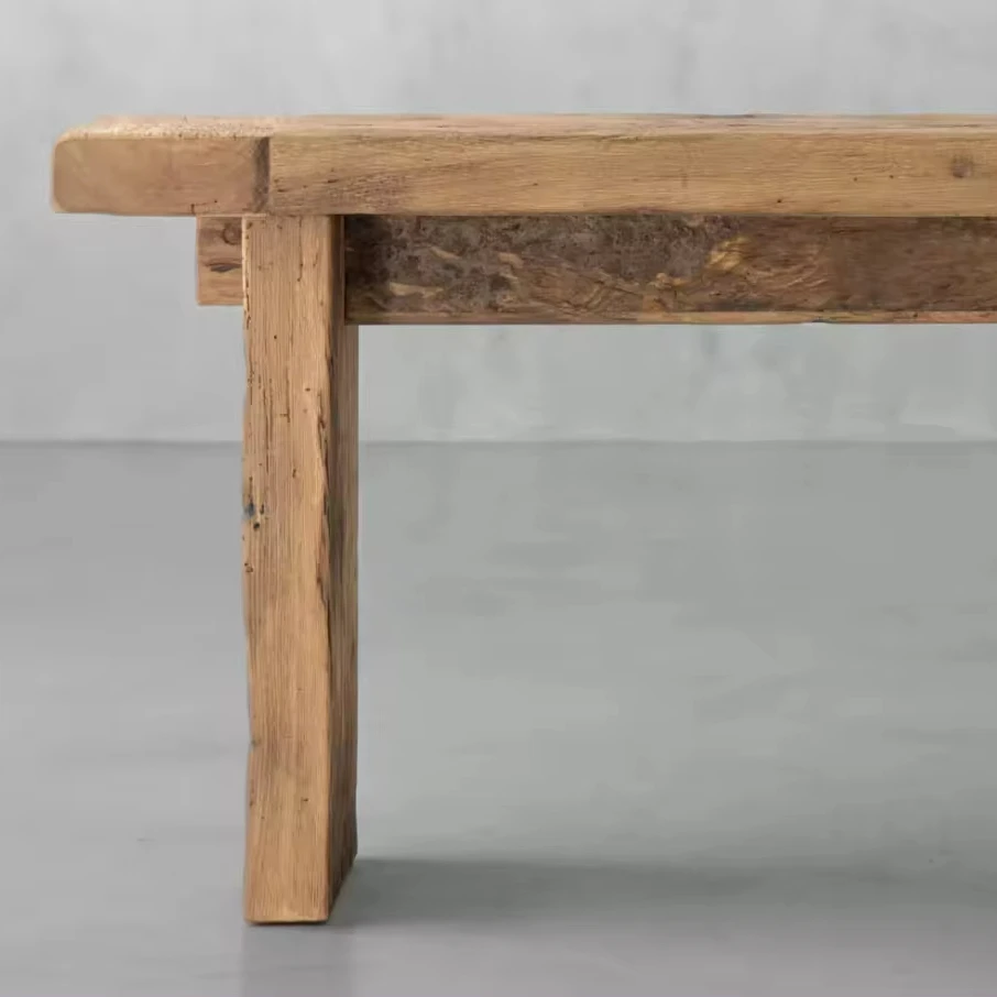 Reclaimed Oak Wood Console Tables for Living Room Furniture Entrance Side Table in Wabi Sabi Style