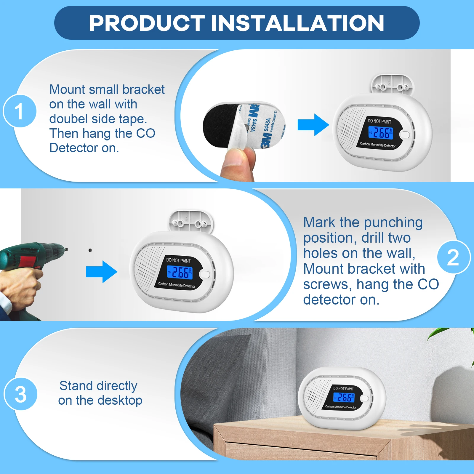 Meet En50291 Co Detector With Digital Display Battery Powered Wireless Highly Sensitive In 9543