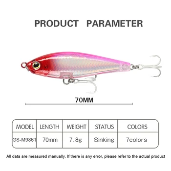 Cheery 70mm 7.8g Slow Sinking ABS Pencil Lure Long Casting Freshwater Artificial Hard Lure Kit for Bream for River – Pencil – view 3