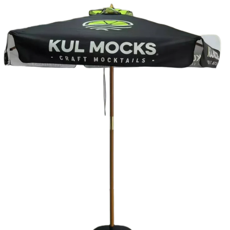 7',7.5',9',Personalized 2m 3m White Black Red Green Fabric Park Beach Courtyard Outdoor Garden Sunshade Umbrella Wooden Parasol_voghion.com
