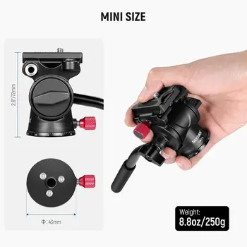 NEEWER Fluid Tripod Head with Handle & Arca Type Quick Release, Aluminum Alloy Panorama Drag Pan Tilt Head with 43mm Scaled detail image
