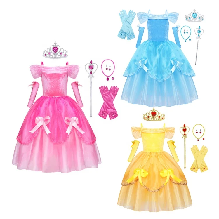 strapless open back dress Pink Princess Dress Costume For Toddler Girls