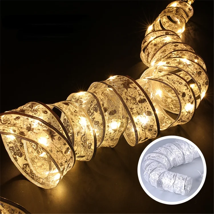 Battery Operated Colorful DIY Lace Light Christmas Led Glow Ribbon Lights for Home Xmas Tree Decorative