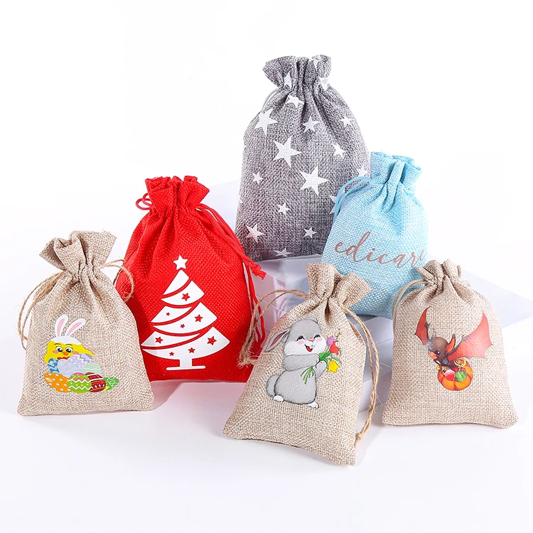 5.5x3.9 Inches Flower Printed Cotton Gift Bags Cotton Cloth Storage ...