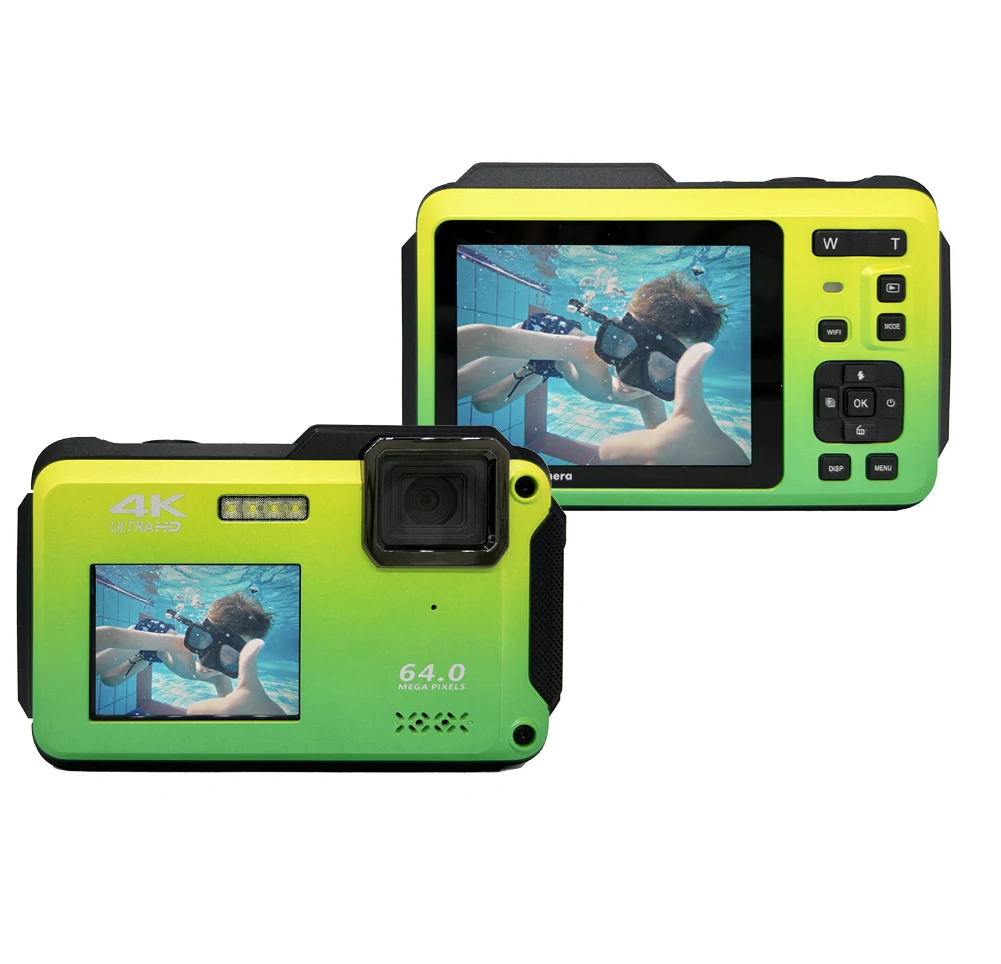Wifi Autofocuse Ipx8 Self Waterproof Dual Screen 64mp 16x Digital Zoom