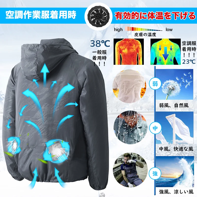 Air Conditioned Cooling Fan Jacket for Labor Worker USB Cooling Fans for Jacket UV Protection Fan Jacket