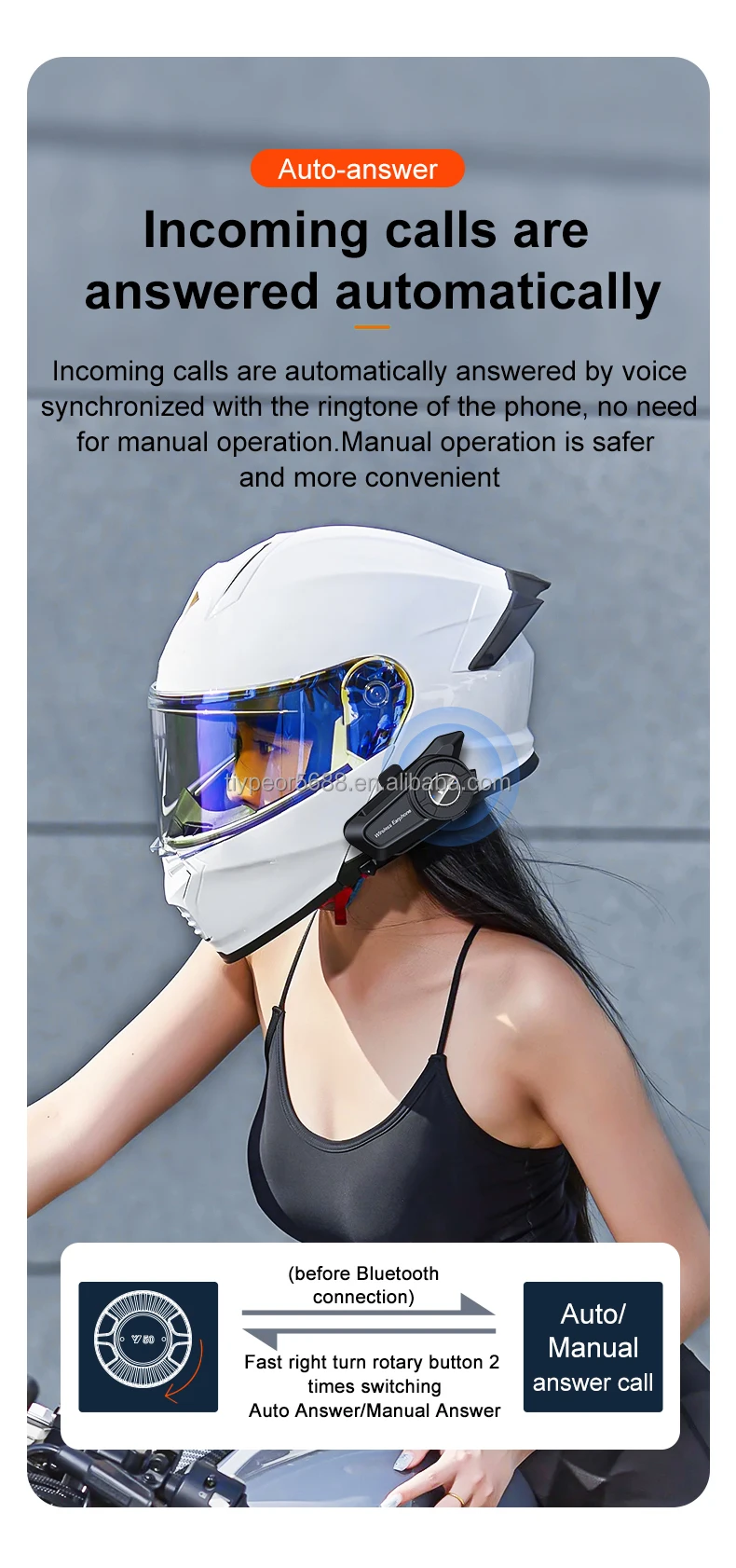 product tiypeor motorcycle helmet bt headset ipx6 waterproof 1500mah 60h long battery life anti freezing music player earphone554-7
