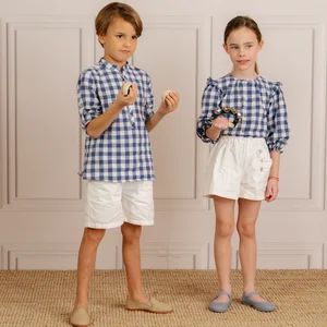 Children Clothing Wholesale Kids Summer Wear Boys and Girls Uniforms Blue Color Polo Shirt Children School Uniforms