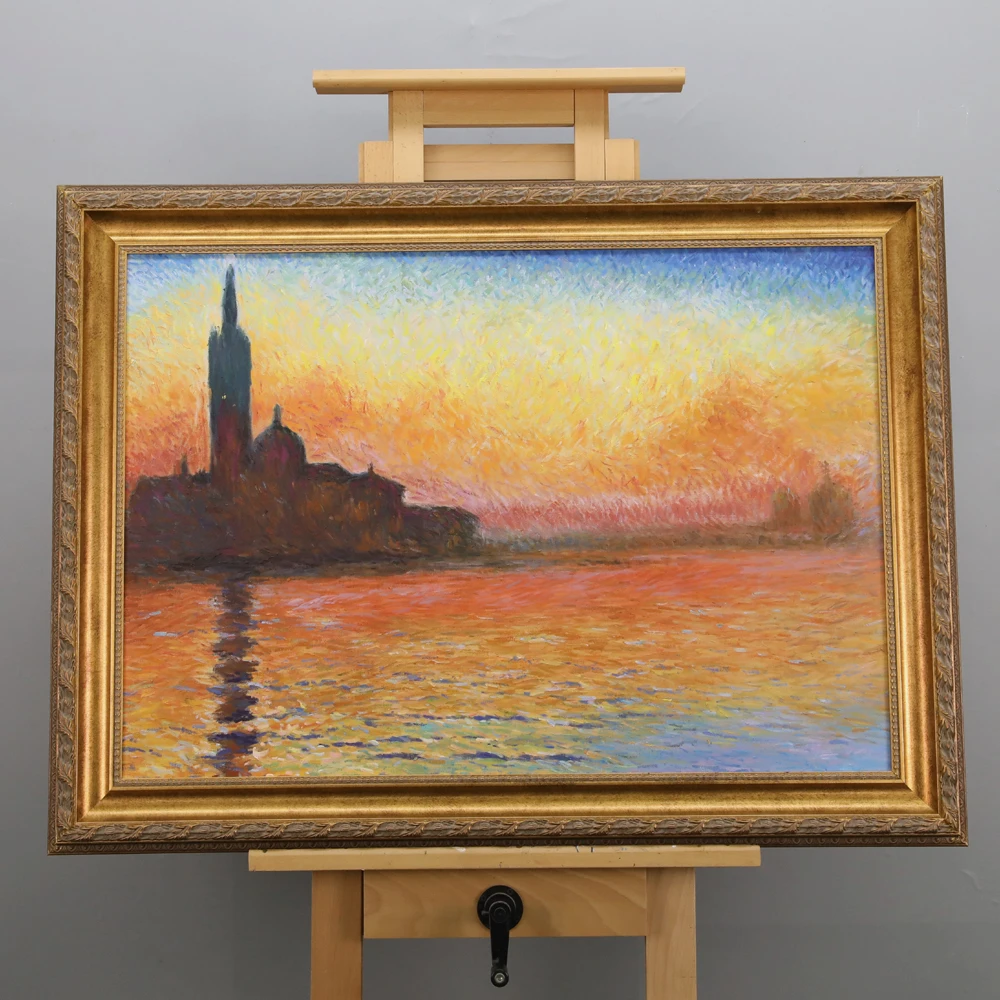 Paintings for Living Room Wall San Giorgio Maggiore at Dusk by Claude Oscar Monet Oil Painting Handmade Hotel Decor Wall Artwork