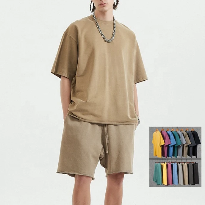 2023 Plain Wholesale T Shirts Short Set Sweat 2 Piece Set Mens T Shirt ...