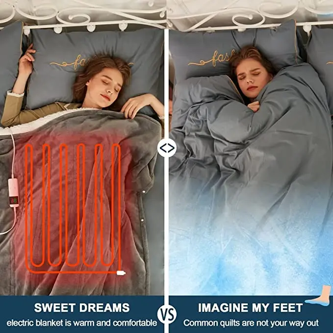 Heated Blanket Electric Throw With 10 Heating Levels & 8 Hours Auto Off