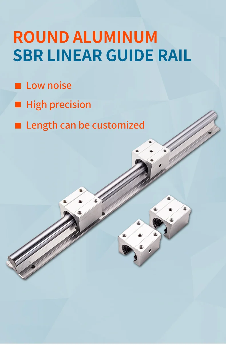 SBR Guide Rail with Aluminum Bracket Cylindrical Linear Guide Rail ...
