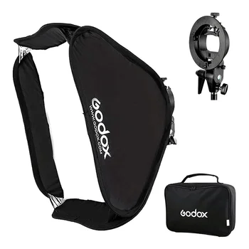 GODOX SFUV8080 Foldable Softbox Bowens Mount 80x80cm Softbox Kit with S-Type Speedlite Bracket Carrying Bag for Camera Flash