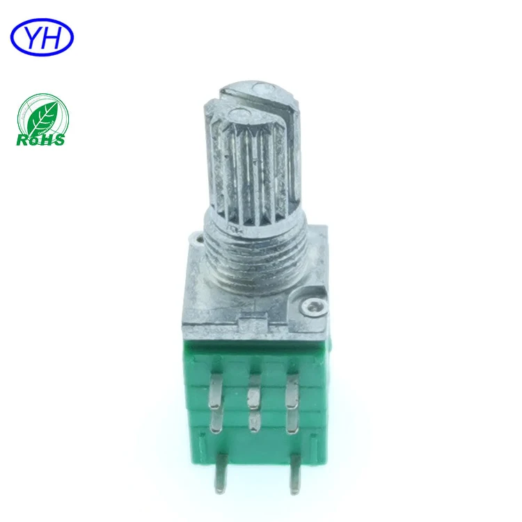 Free samples Professional custom 1k 5k 10k 20k 50k 100k 9mm 8 pin PCB mount rotary dual potentiometer with rotary switch
