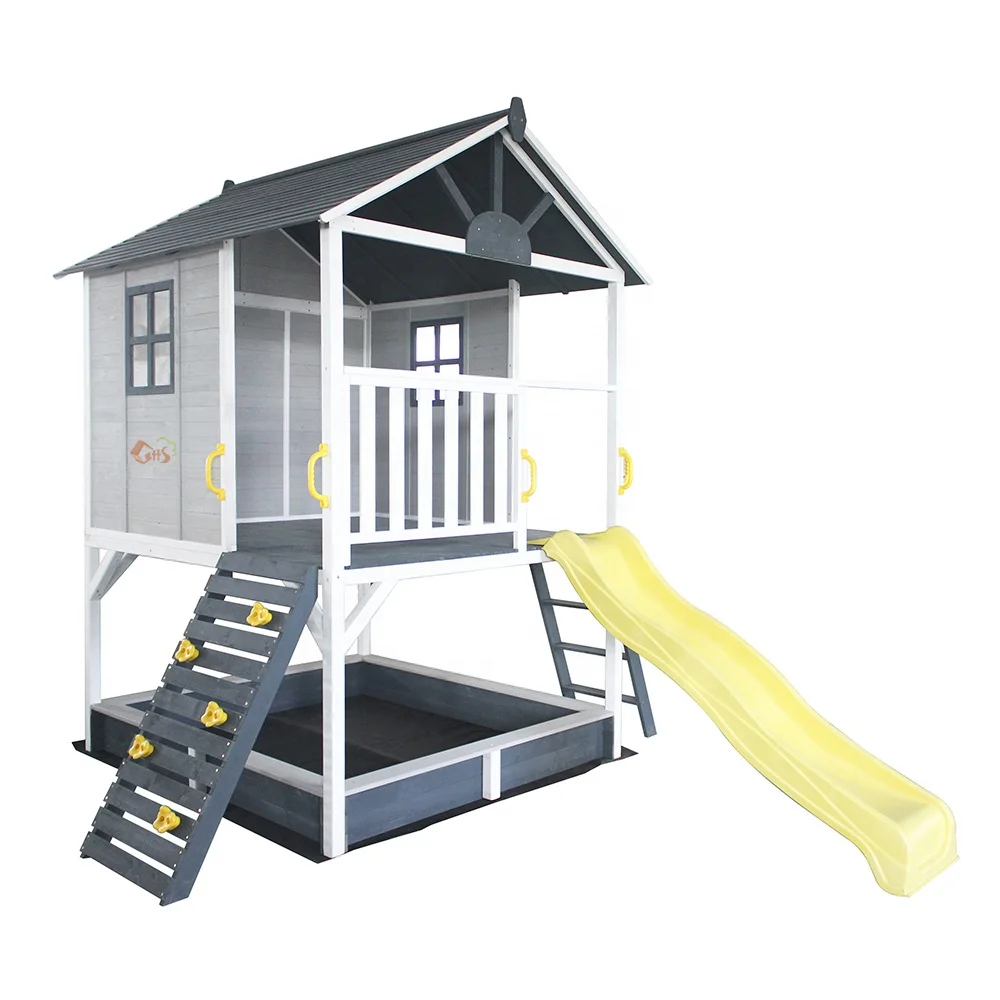 two storey playhouse with slide