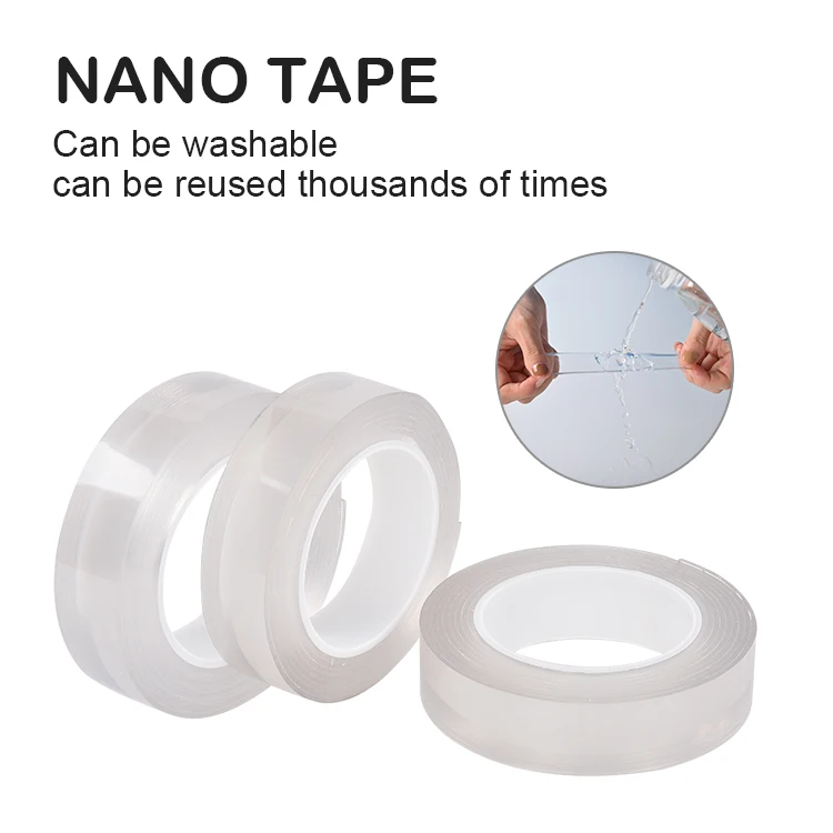 Free Sample Double Sided Washable Adhesive Silicone Tape Nano Tape  Multifunctional Removable Transparent Tape - China Washable Tape, Reusable  Tape