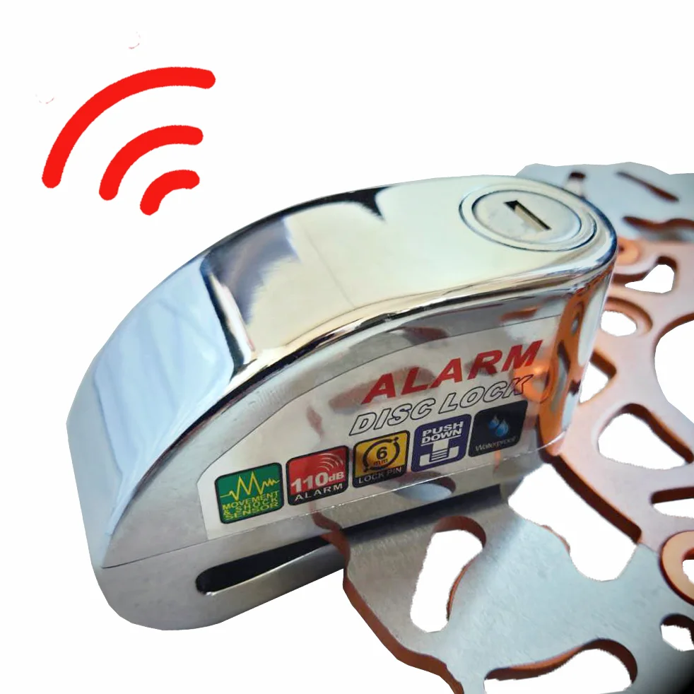 DF Silver Alarm Disc Lock Motorcycle Lock  Bicycle Disc Motorcycle Wheel Lock with Alarm