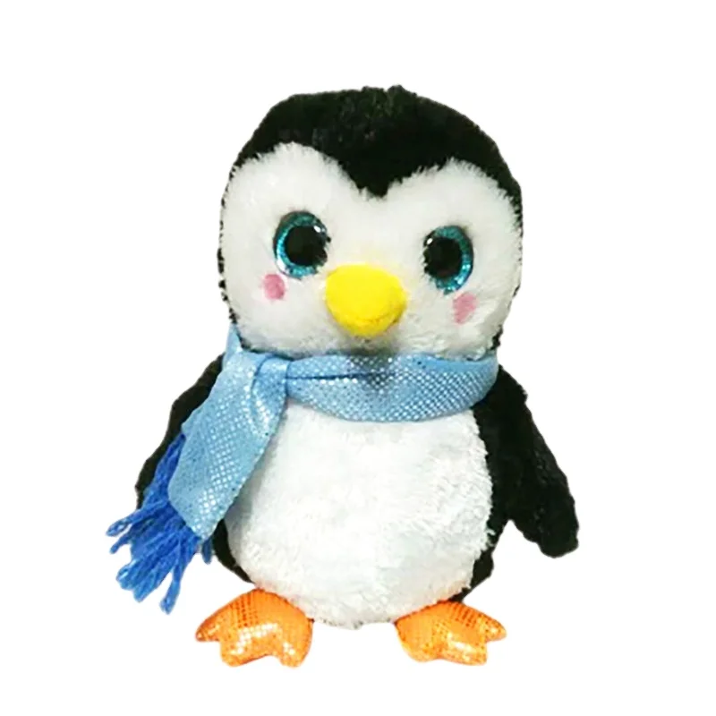 Cute Penguin Plush Toy with Scarf Glitter Big Eyes Stuffed Animal Soft Toy Doll