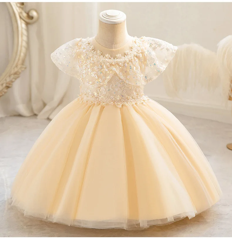 Champagne Sequin Party Dress Perfect for Little Girls