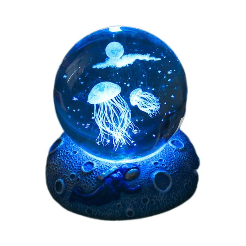 marine animals jellyfish engraved crystal ball