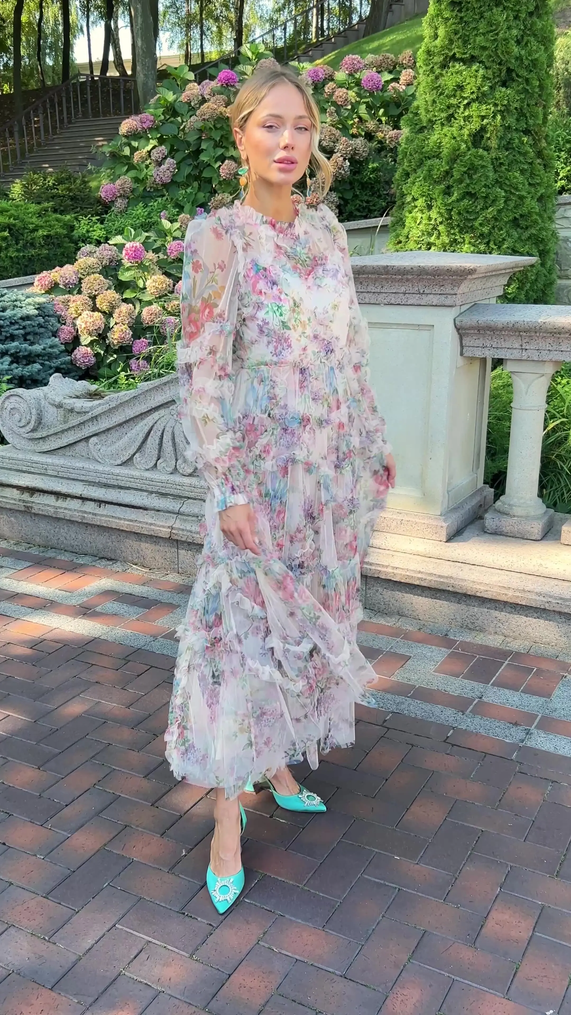 casual organza dress Casual Lace-up Neck Layered Organza Maxi Dress Likemychoice