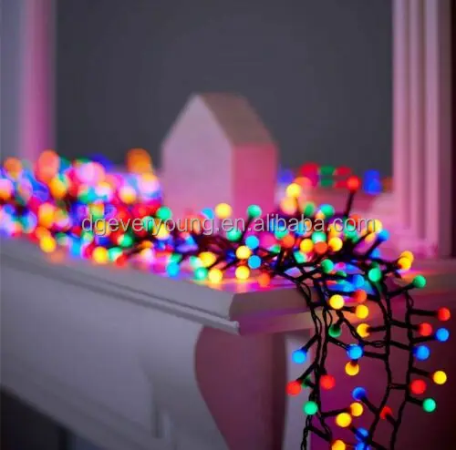 Rubber Cable RGYB LEDs Cluster String Fairy Lights Holiday Christmas  Wedding Party Decorative Lights Decoration Lighting