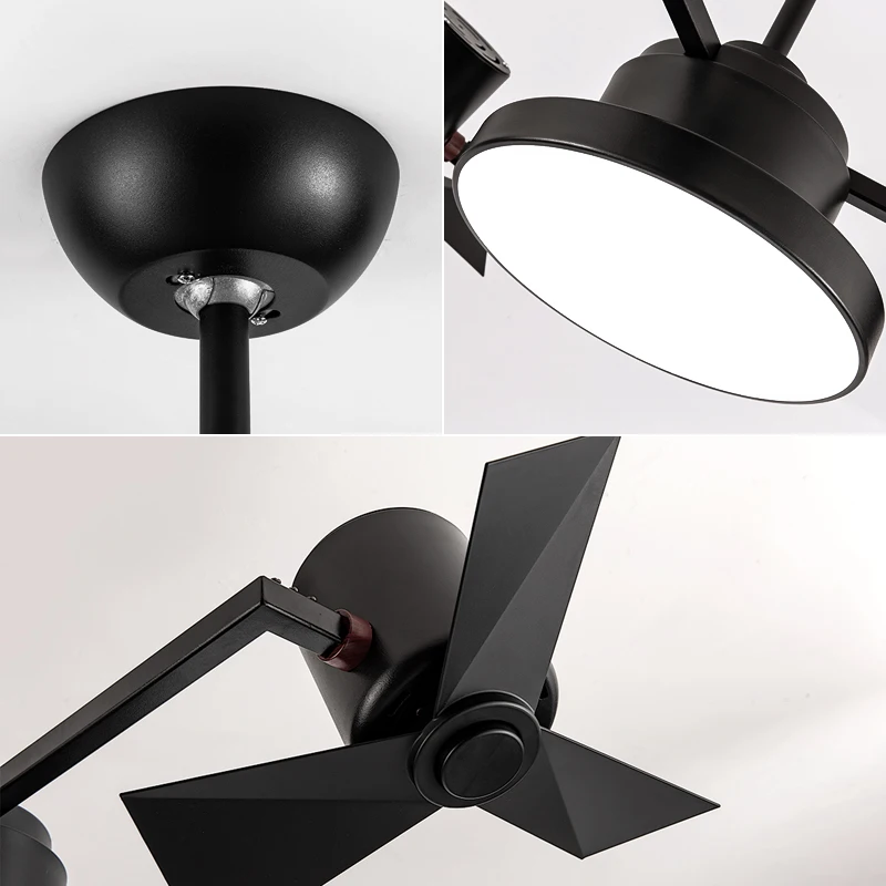 Simple Design Low Noise 3 Colors Change LED Light 3 Fan Speed 110 CM  Modern Bedroom Ceiling Fan Light