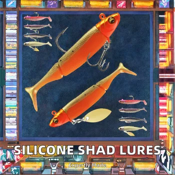 15g 20g Metal & Plastic Fishing Silicone Shad Bait Glitter Lead Head Jigging Black Minnow Swimbait Soft Lure for Lake – Soft Lure – view 3