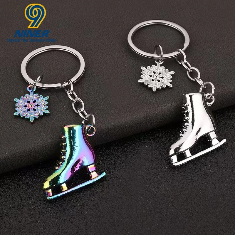 Winter Sports Ice Skating Keychain Pendant, Corporate School Gift Customization Logo, Sports Enthusiast Gift