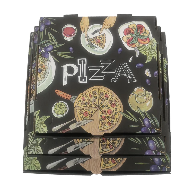 Food Grade Flute Corrugated Custom Printed Size Pizza Design Cardboard slice Carton corrugated Pizza Box