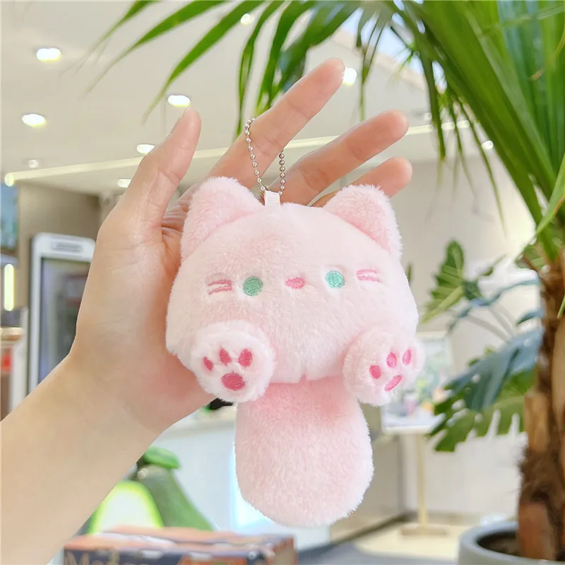 【Soulpussycat】 Fuzzzy Cat plush dice keychain (neon pink) Mabor Cute Cat Keychain, Fuzzy Kitty Decor Gifts Cat Lovers