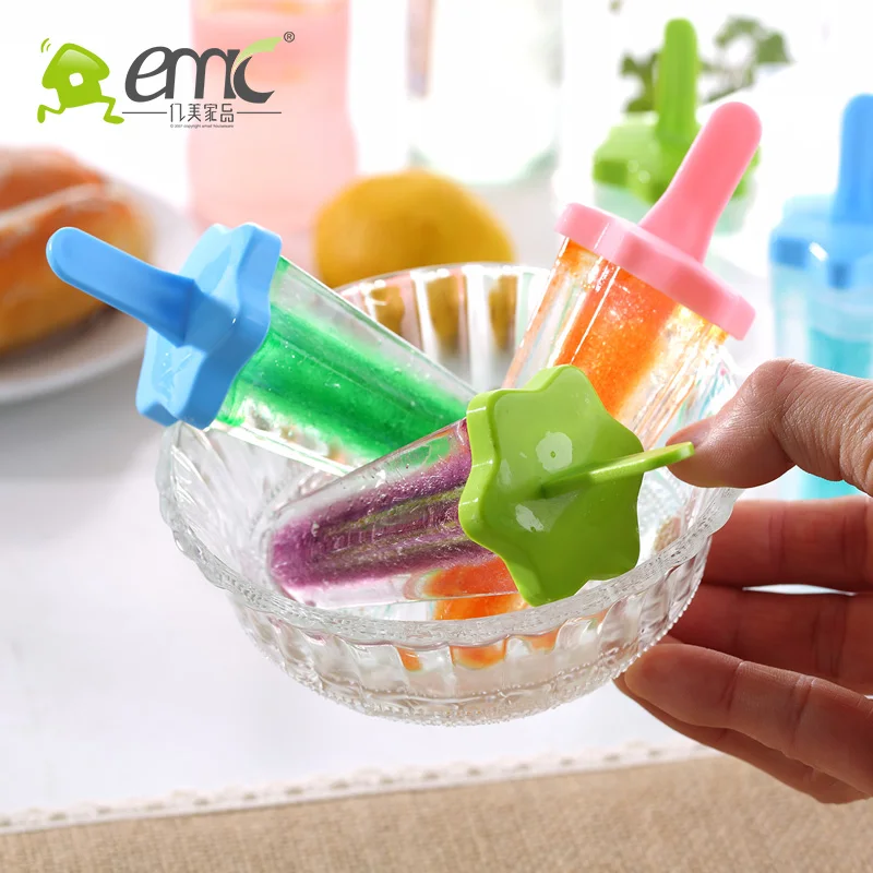 Reusable Plastic 6-Cell DIY Summer Dessert Ice Cream Popsicle Mold Set Ice Lolly Maker