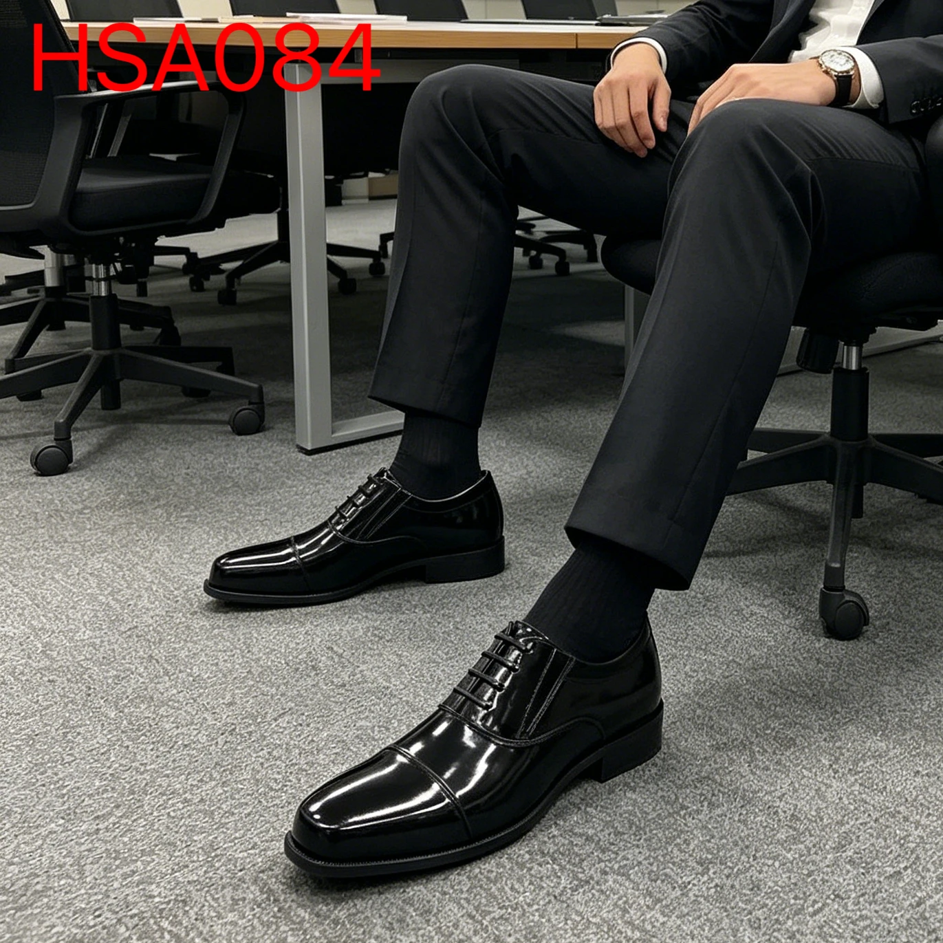 YYR, Scarpe da ufficio in pelle pieno fiore lucida per abbigliamento aziendale, scarpe formali per riunioni, stile con doppia articolazione, scarpe eleganti senza odore, codice HSA084