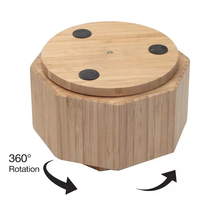 Экологичный многофункциональный настольный держатель из бамбука, настольный органайзер, стойка, вращающийся ящик для хранения