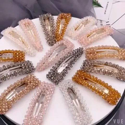 Оптовая продажа, разноцветные прозрачные ювелирные изделия из АБС-пластика с кристаллами, женские заколки для волос из нержавеющей стали
