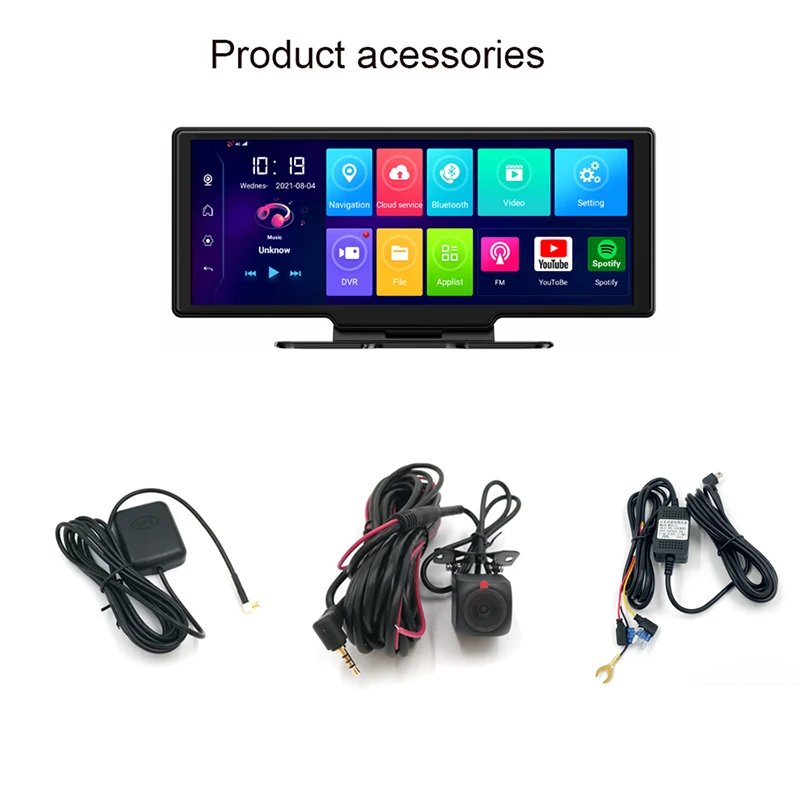 Dash Cam 12 4G WiFi Touch Screen DVR per Auto, Android 8.1 Navigatore GPS ADAS Videocamera Dash Registratore Specchietto retrovisore, con videocamera di Backup
