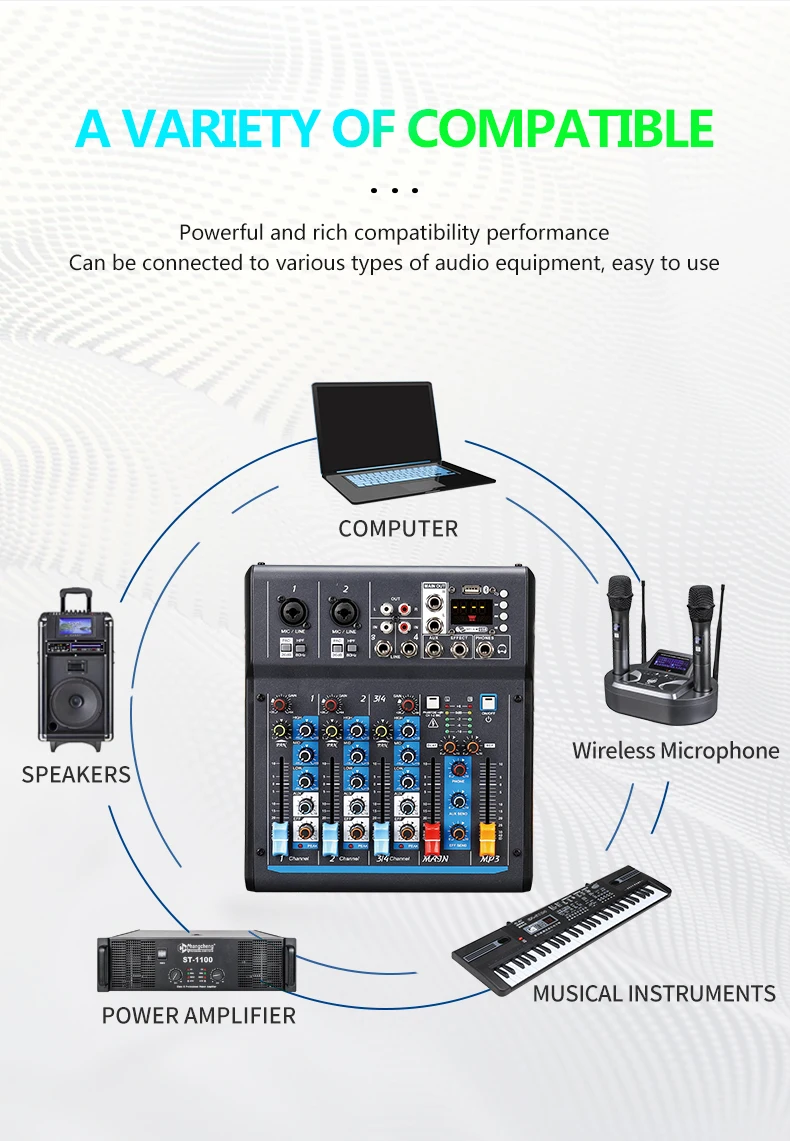 Cheap Price Sound Mixer Updated F7 Series Audio Mixer Console With Usb