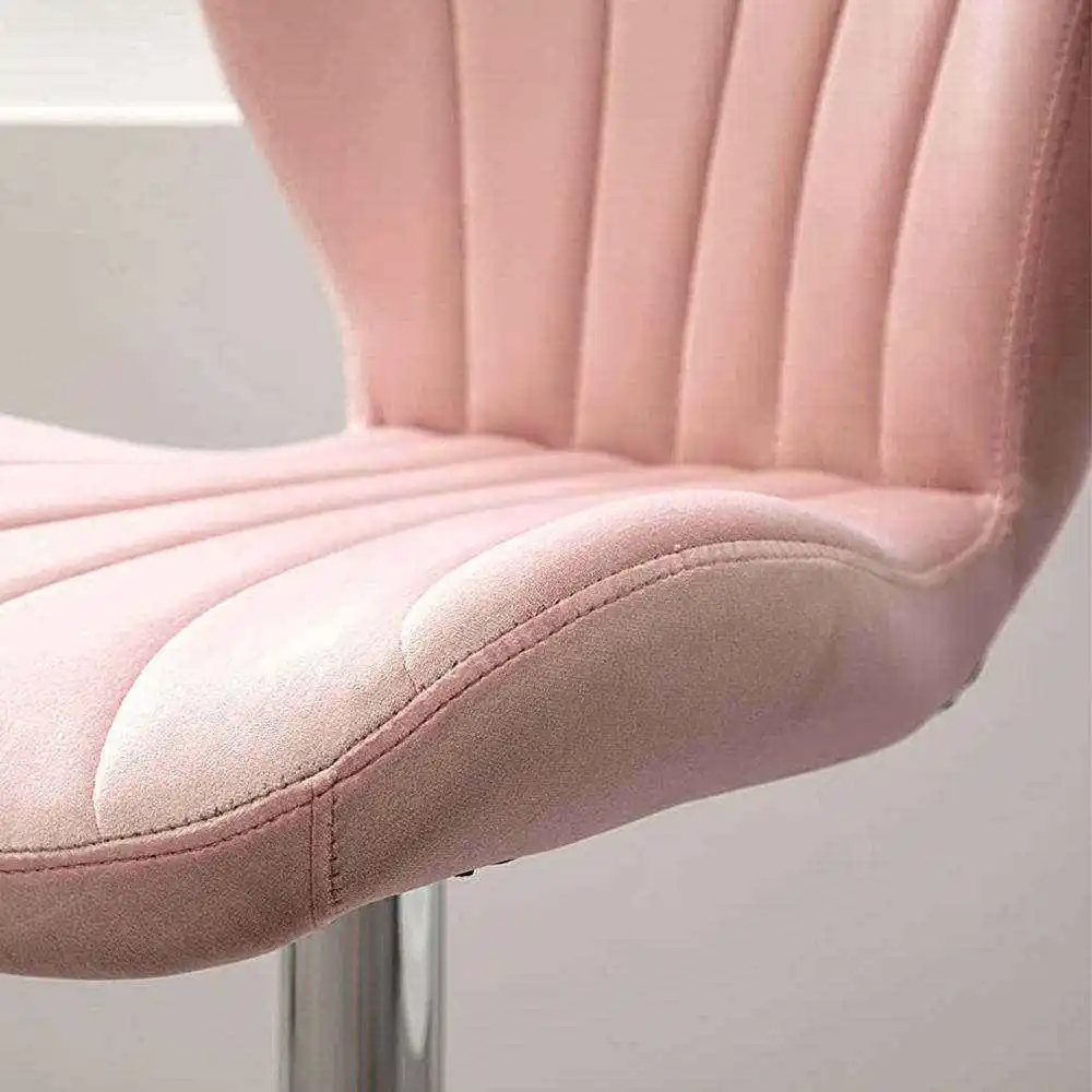 Romantic Design Height Adjustable Swivel Adjustable Modern Pink Bar Stools Velvet Bar Chair