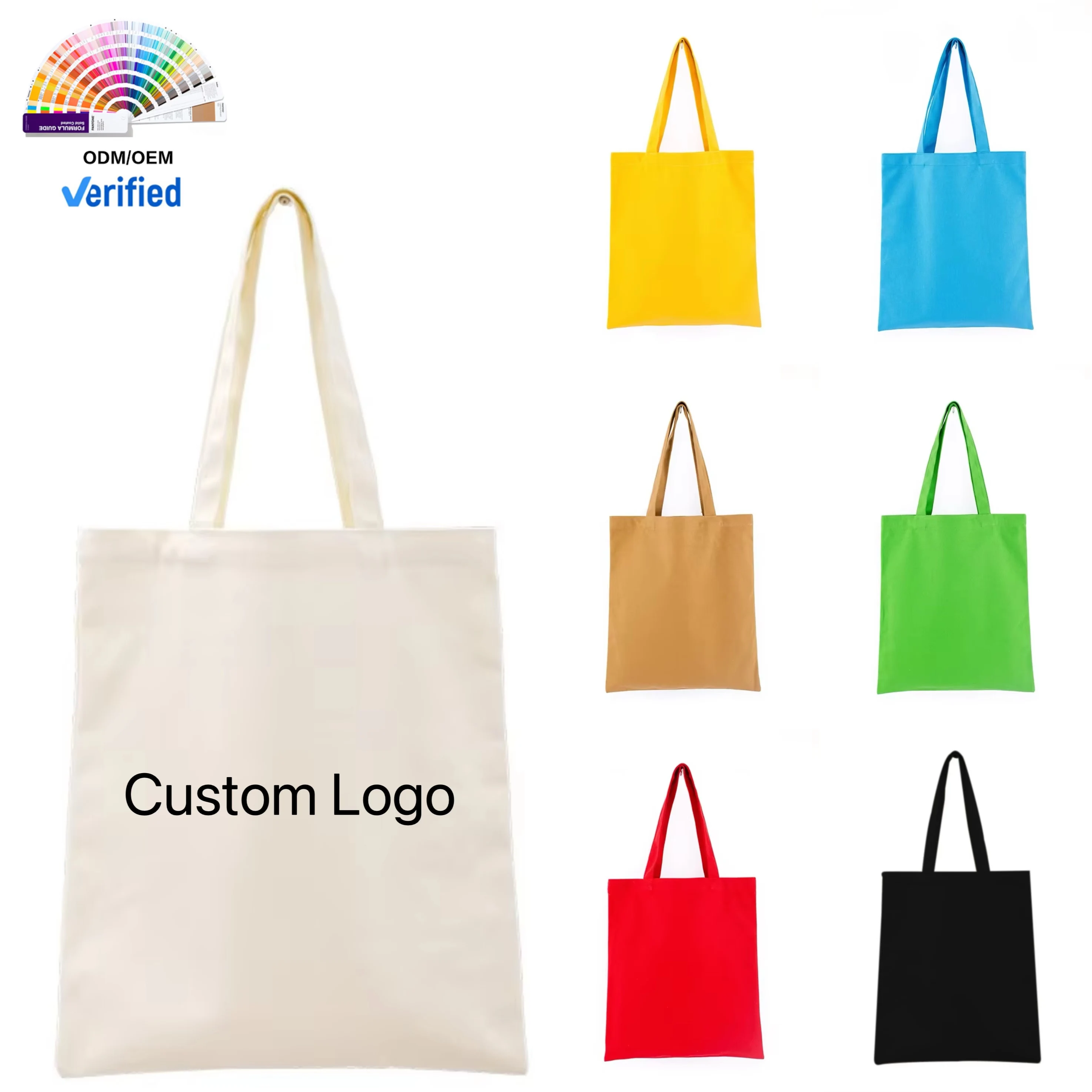 Eco-Friendly Reusable Canvas Shopping Tote Bag Organic Cotton Recyclable for Market Vegetable Grocery Carton Pattern