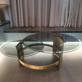 Round stainless steel coffee table