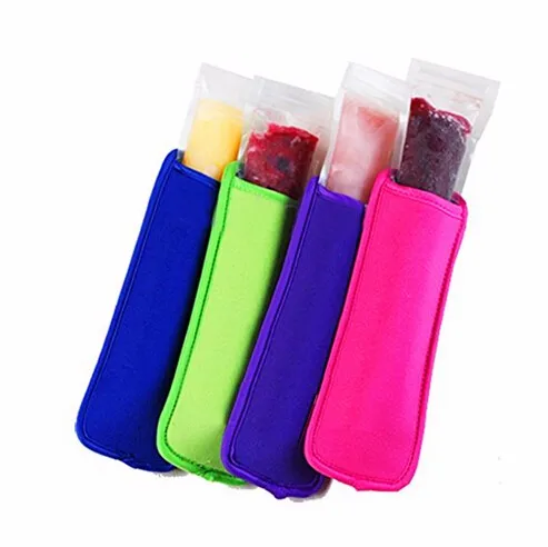 Ready to Ship Reusable Neoprene Cooler Bags Plain Color Insulated Freezer Sleeves for Icy Pole Popsicles & Ice Pops Holder