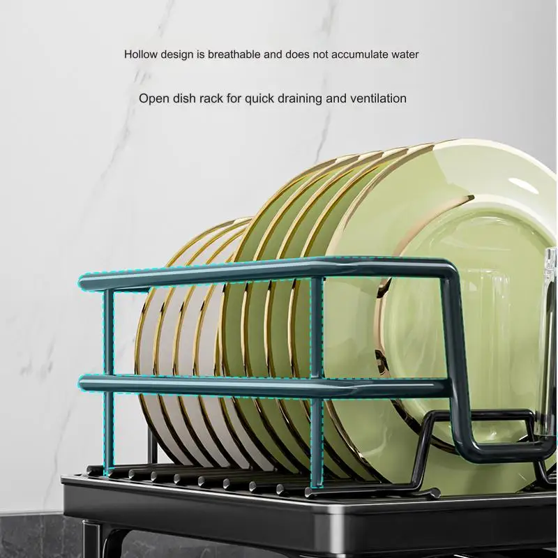 2024 Newest Removable Pull Down Small Purple Lifting 4 Tier Cover Aluminium Kitchen Cabinet Dish Rack Assemble Dish Rack