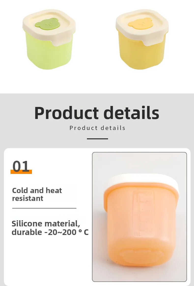 Mini Silicone Baby Food Box with Plastic Lid for Kitchen Storage Ice Tray and Children's Sealed Food Packaging manufacture